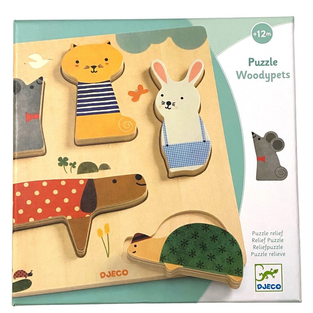 Djeco Puzzle Woodypets Baby Preschool Animal‎ Theme Fine Motor Cognitive Skills